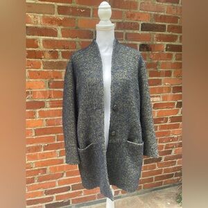 Jigsaw London Wool Herringbone Coat Size Small S Blue Gold